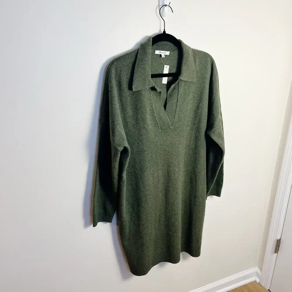 Madewell Olive Long Sleeve Dress - Picture 6 of 9
